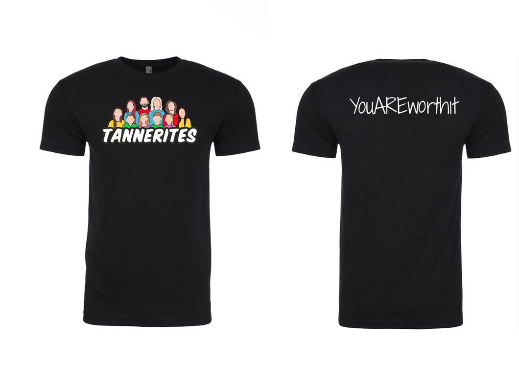 3600 Next Level -NEW logo Tannerite's -YouAREworthit  Logo Cotton Short Sleeve Black