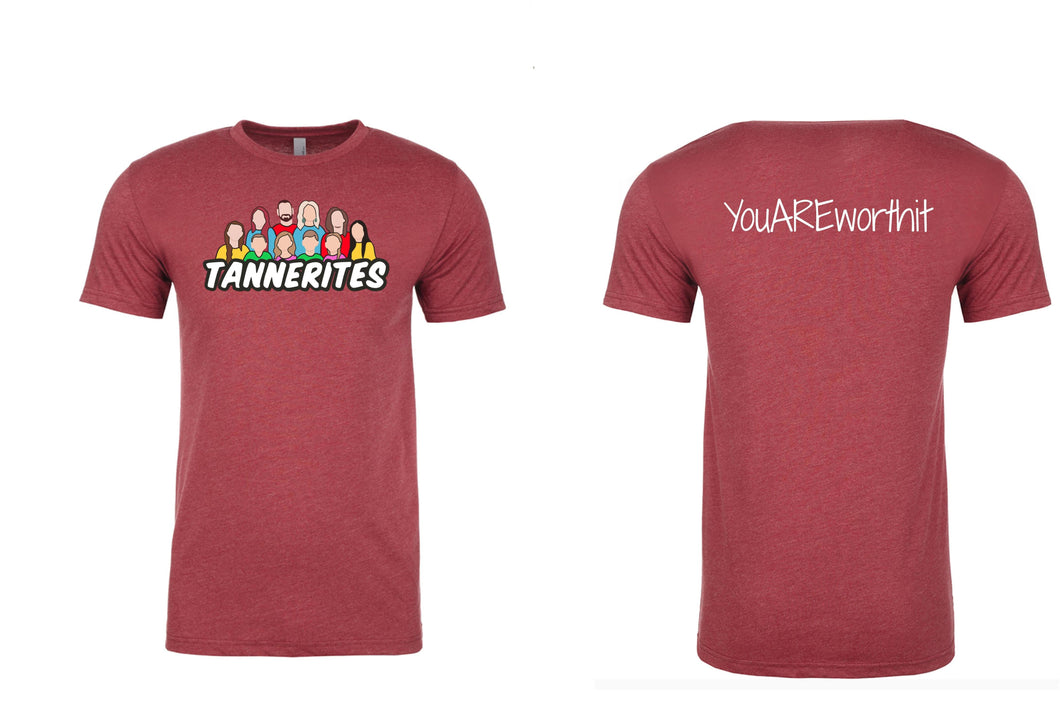 3600 Next Level - NEW Logo Tannerite's - YouAREworthit Cotton Short Sleeve Crew Cardinal