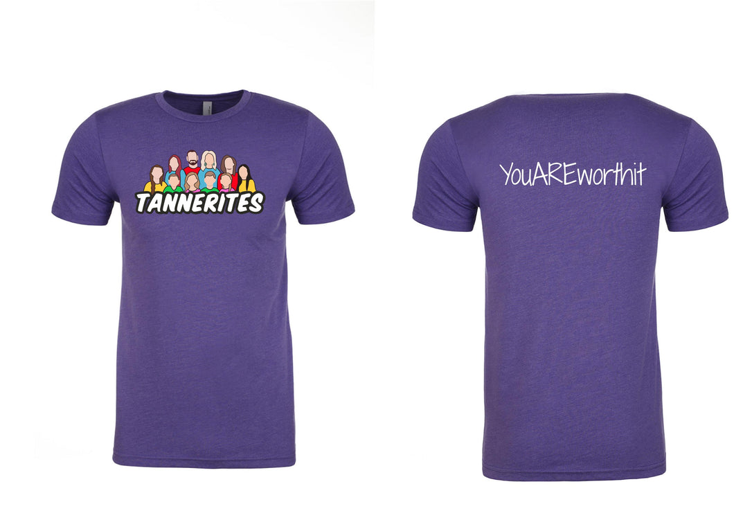 6210 Next Level - NEW Logo Tannerite's - YouAREworthit Cotton Short Sleeve Crew Purple Rush